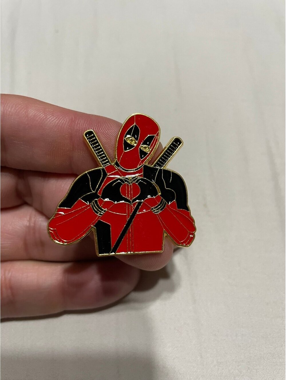 Deadpool lovely heart enamel pin anime cute vintage